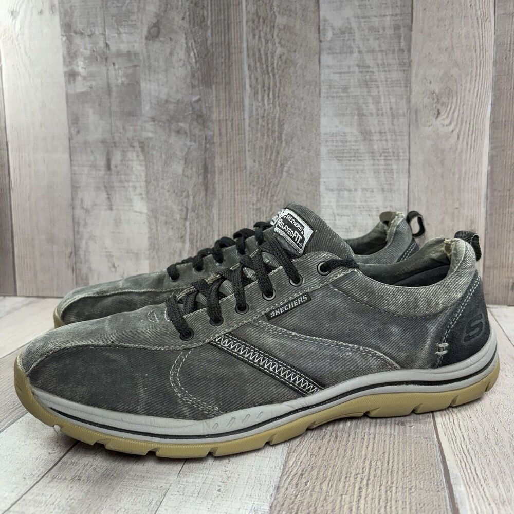 Skechers Relaxed Fit Memory Foam Men's Size 12 Canvas Casual Sneakers Dark Gray